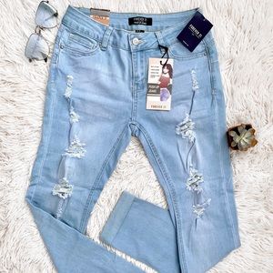 mid rise push up ripped jeans